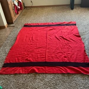 Vintage LL BEAN Red Blanket, wool, large, 82”x68” Holidays Chic Throw, MAINE